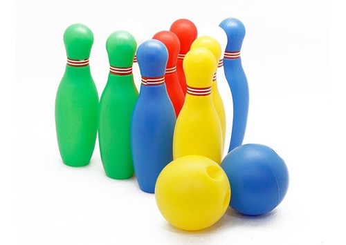 Set Mini Juego De Bowling Plastico 10 Bolos Y 2 Pelotas