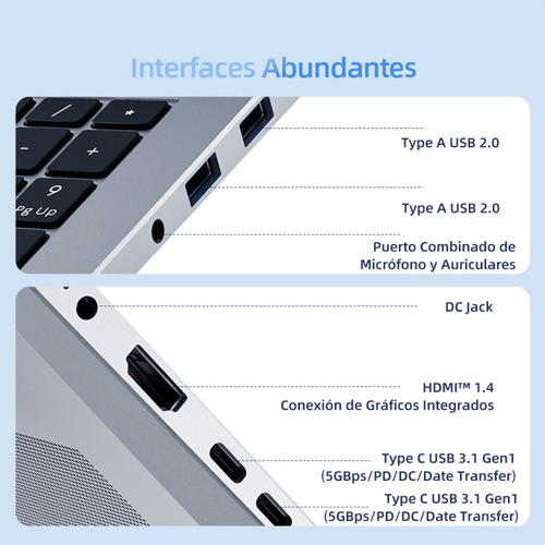 Notebook Laptop Machcreator 15n Amd Ryzen7 5825U 15.6'' Gris 16 Gb RAM DDR4 512 Gb SSD 60Hz 1920 Px X 1080 Px FHD AMD Radeon™ Graphics Windows 11 Pro