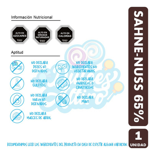 Sahne Nuss 65% De Cacao-chocolate De Nestlé(contiene 160 Gr)