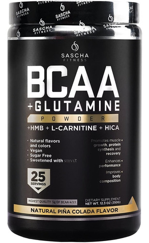 Imagen 1 de 9 de Bcaa Sascha Fitness + Glutamina + L-carnitina Aminoácido 