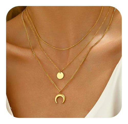 Collares Con Colgante De Moneda De Luna Creciente En Capas C