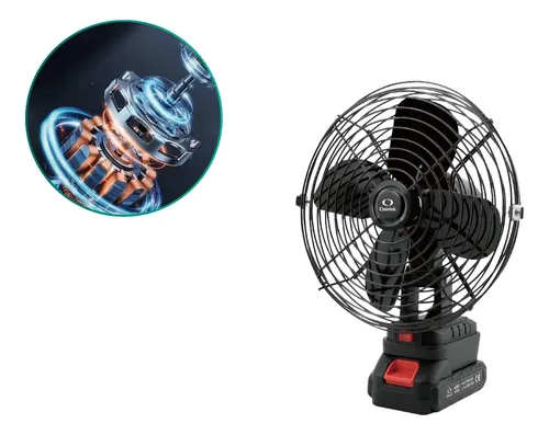 Ventilador Portatil Bateria 8'' Inclui 21v Bateria Até 5 H Preto/5 X Baterias-5h
