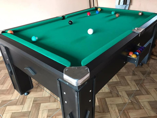 Bilhar Com Pedra Ardósia E Pés Niveladores Completa Vem Joga Verde