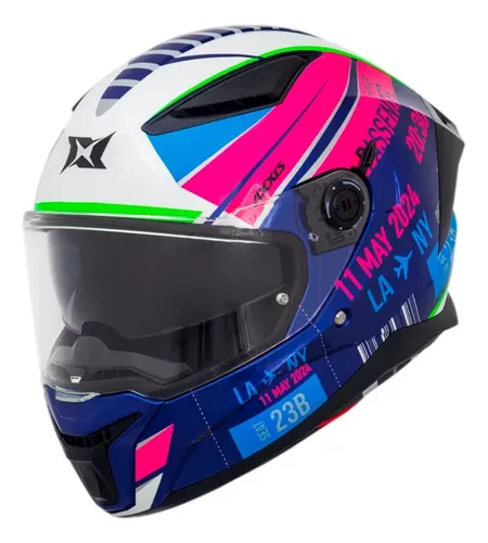 Capacete Axxis Panther Sv Passenger C8 Azul Com Óculos Fumê