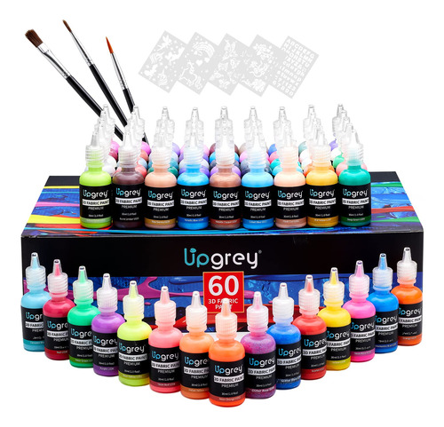 Upgrey Juego De Pintura De Tela 3d Para Ropa, 60 Colores (bo