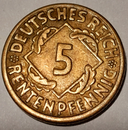 5 Pfennig Deutsches Reich 1924 D Munich Moneda 