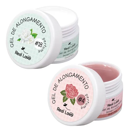 comprar Kit Gel Aromatizado Real Love 2un Linha Light Sculping 15ml Cor 04 Rosa Vermelha E 18 Jasmin