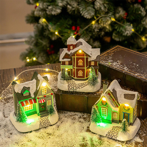 Casa De Pueblo Navideña Iluminada, Pueblo De Nieve Estilo B
