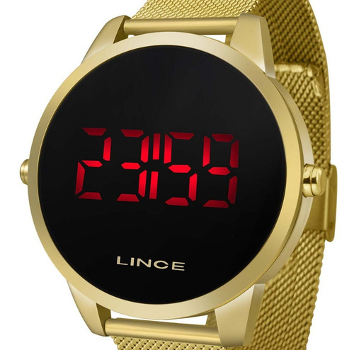 Imagem 1 de 4 de Relógio Feminino Lince Digital Mdg4586l Pxkx Dourado