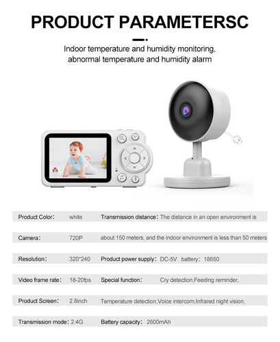 Cámara Baby Monitor Bebes Micrófono Visión Nocturna