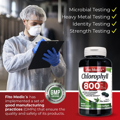 Suplemento De Clorofila Fito Medic's Lab 800 Mg 200 Cápsulas