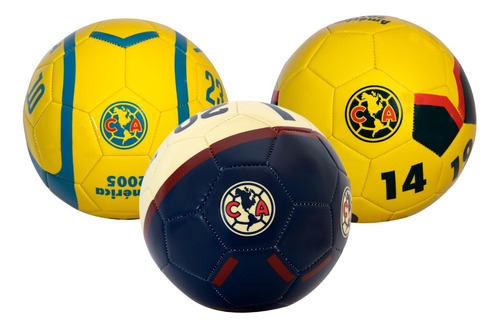 Paquete Balones America Mini Campeón 2005 2013 2018 Color Amarillo