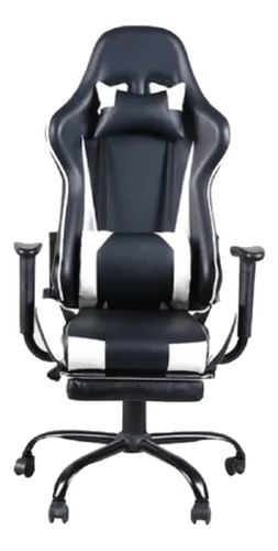 Silla de escritorio Fast 821 con apoyapiés gamer ergonómica  blanca con tapizado de cuero sintético