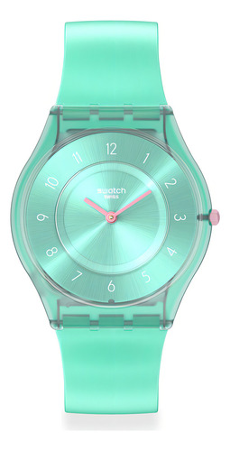 Reloj Swatch Pastelicious Teal Ss08l100 Correa Verde Bisel Verde Fondo Verde