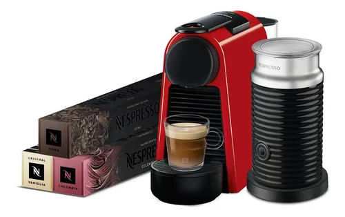 Máquina Nespresso Essenza Mini Roja & Espumador De Leche