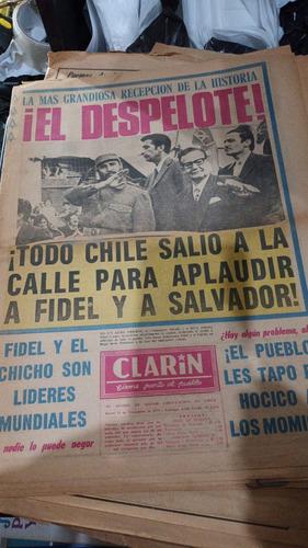 Diario Chileno Clarin 11 Noviembre 1971 Fidel Casto Allende
