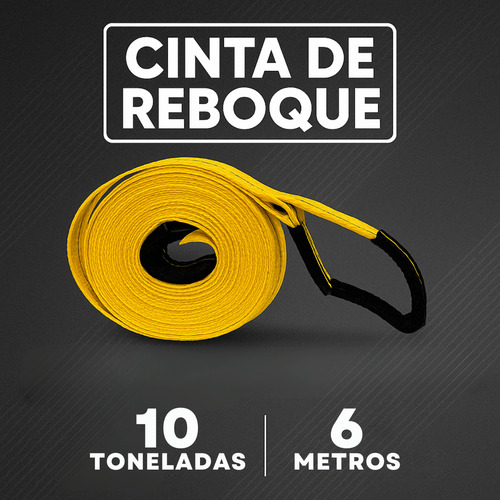 Cinta Amarração Reboque 10 Toneladas 6 Metros Cargas Pesadas Cor Amarelo