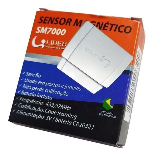 Sensor Magnético De Abertura 433mhz Sem Fio Sm7000 Lider
