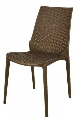 Silla Plastica Reforzada Apilable Rattan Jardin Harmony Color Marrón