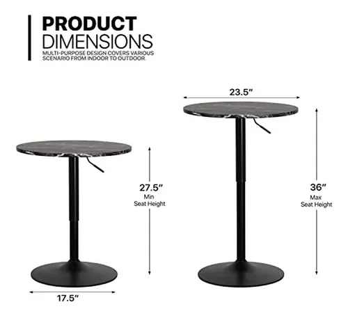 Mesa Alta Ajustable Monibloom 27 5 -36 Con Textura Mármol