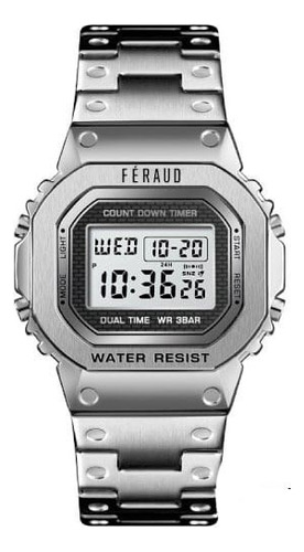 Reloj Unisex Feraud G Shock Acero Digital Alarma F8843sl