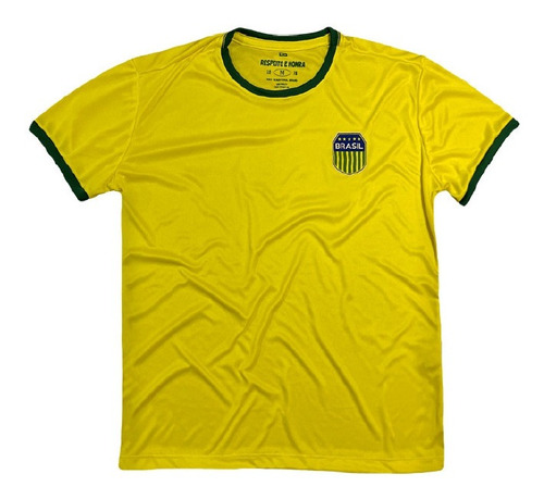 Camiseta Amarela Brasil Em Malha Dry Feminina Mmt 71164