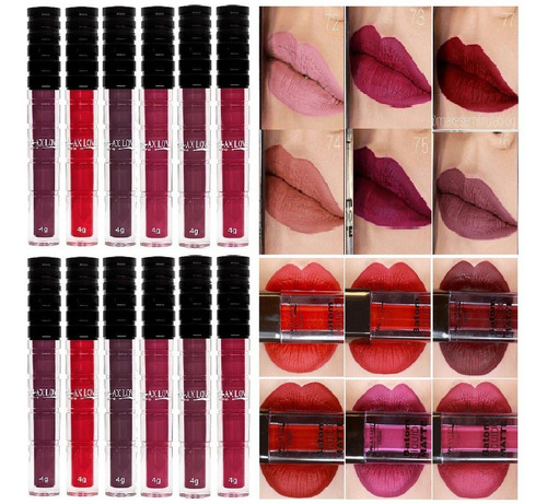 10 Batom Líquido Matte 12 Horas Max Love 10 Cores Atacado Acabamento Fosco Cor Vermelho