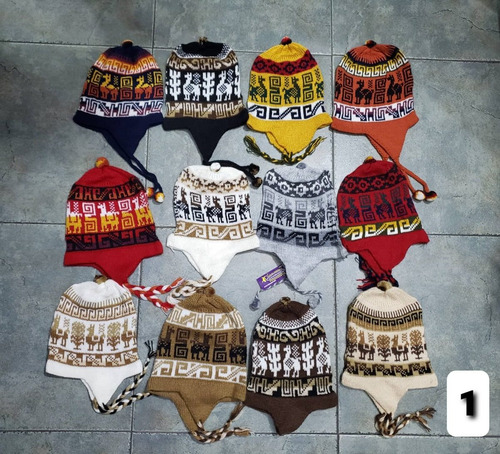 Imagen 2 de 8 de Gorro Coya Chullo Lana De Alpaca Con Orejeras Andino Colores