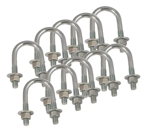 Abrazadera Grampa U Bolt Rosca 1/4  P/caño 2 PuLG Kit 10 Uni