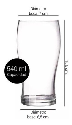 Vaso De Vidrio Rigolleau Pinta 540ml X36 Unidades