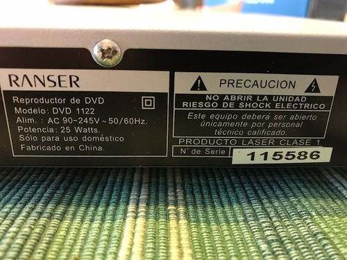 Reproductor Dvd Ranser 1122 Sin Funcionar