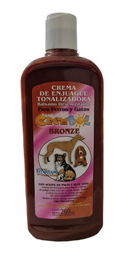 Crema Enjuage Tonalizadora Cremsol Bronze 260ml Perros Gatos