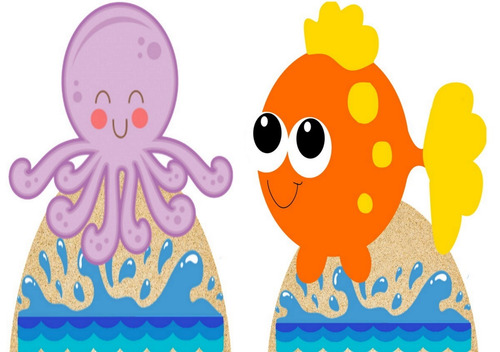Imagem 2 de 3 de Displays De Mesa Fundo Do Mar 15 A 20 Cm Em Mdf 3mm