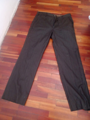 Pantalón Largo Marrón Rayado Traje T L