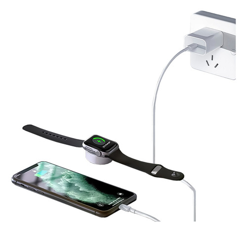 Cargador Magnético 2 En 1 Compatible Con Iwatch Y Cable Lightning