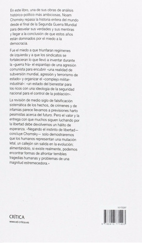 Miedo A La Democracia, De Noam Chomsky., Vol. 0. Editorial Crítica, Tapa Blanda En Español, 2017