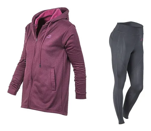 Topper Conjunto Con Calza Running Mujer Wmn Uva-gris Ras