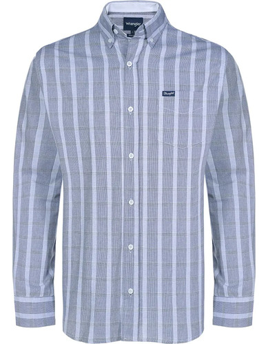 Camisa Country Masculina Wrangler Manga Longa Cinza Xadrez 