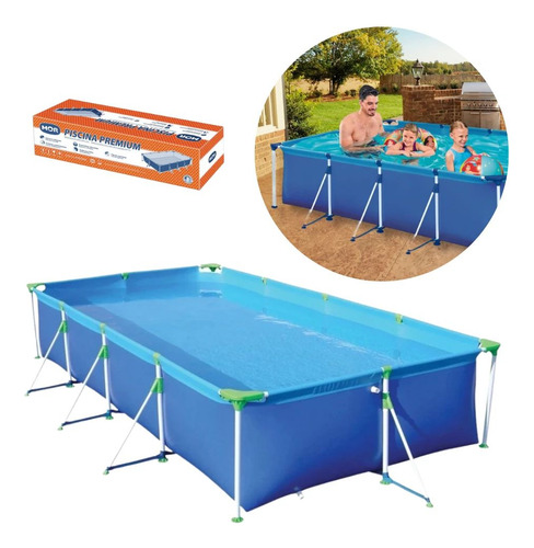 Piscina 6200 Litros Com Capa + Forro + Guarda Sol Azul 1,60m