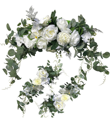 Flores De Arco De Boda, Juego De 3 Rosas Blancas Decora...