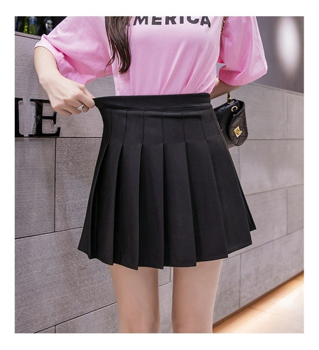 Minifalda Plisada De Cintura Alta Para Mujer Para Uniforme E