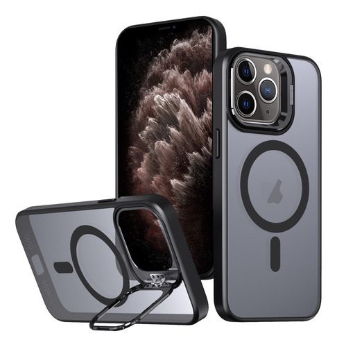 Funda Negra Con Soporte Para Cámara Para iPhone 11 Pro Max