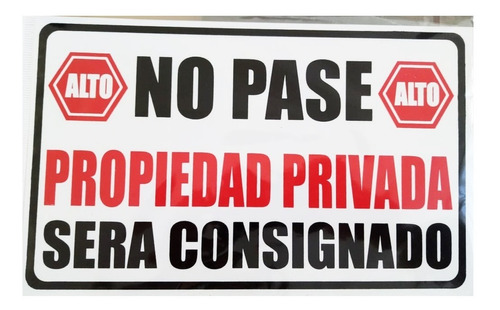 Letrero Señalamiento Propiedad Privada 5 Pzas