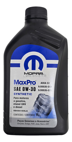 Kit Troca De Oleo 0w30 Mopar Para Motor 1.3 T270 Turbo Flex