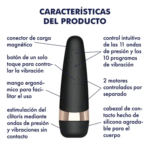 Satisfyer Pro 3+ Vibrador Con Succion De Clítoris Recargable Color Negro