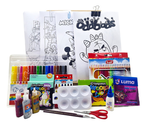 Mega Kit Arte Niños Set Infantil + Dibujos Para Pintar A 