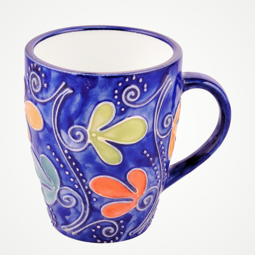 Caneca Cerâmica Para Café Chá Botanic 290ml Cor Azul