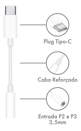 Cabo Adaptador P2 Para Usb Tipo C Para Celular