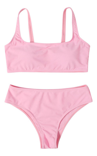 Conjunto De Bikini I Swimsuit A Rayas Con Corte Alto Y Cintu