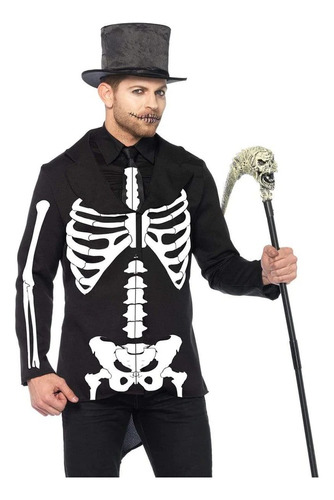 Disfraz De Esqueleto Bone Daddy Halloween Caballero Hombre Saco Y Corbata